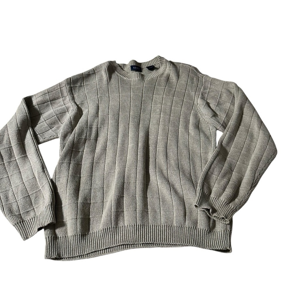 Izod Men's Ribbed Crewneck Sweater - Light Gray